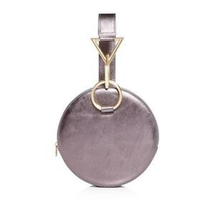 TARA ZADEH Women's Silver Faux Leather Single Strap Wristlet